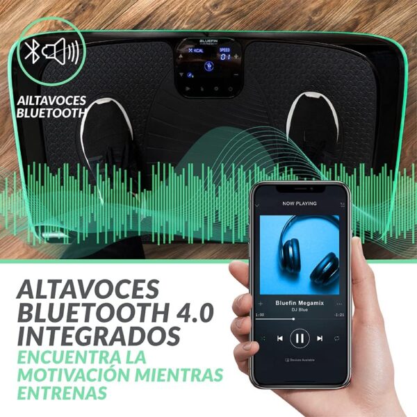 Bluefin Plataforma Vibratoria de Fitness con Triple Motor 4D | Masaje de Terapia Magnética I Altavoces Bluetooth 4.0 (Negro) - Image 6