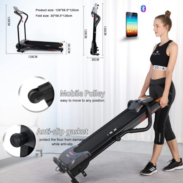 ISE Cinta de Correr Electrica Plegable Profesional, Caminadora Eléctrica en Casa con Pantalla, Cinta de Andar Soporte de Botella para Hogar Oficina motorizada 10km/h 750W, Cinta Andar Plegable, SY-1006/SY-1007 - Image 2
