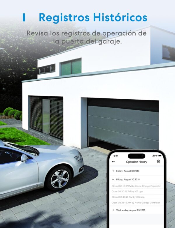 Meross Abridor de Puertas de Garaje Inteligente, Abridor WiFi Garaje, Mando por App, Control por Voz, Compatible con Alexa, Google Home y SmartThings, No Requiere Hub, 2,4GHz - Image 5