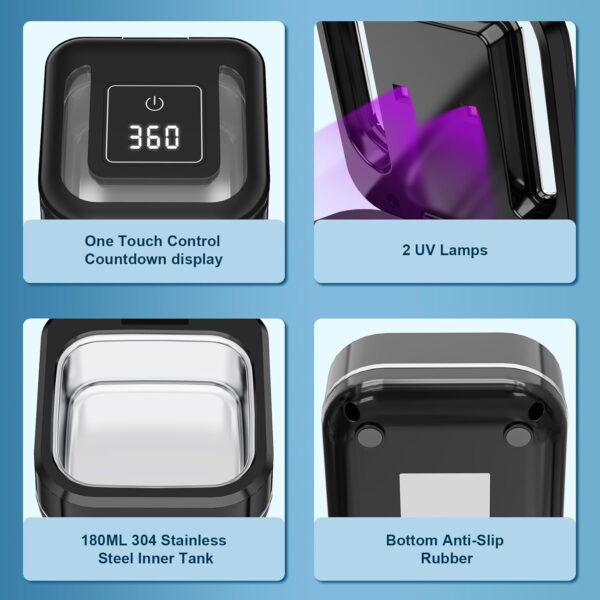 Limpiador Ultrasónico UV, 45 kHz Limpiador Ultrasonidos Dental para Dentaduras Postizas, Alineador, Retenedor Joyería De La Máquina De Limpieza Para Todos los Aparatos Dentales y Joyas - Image 9