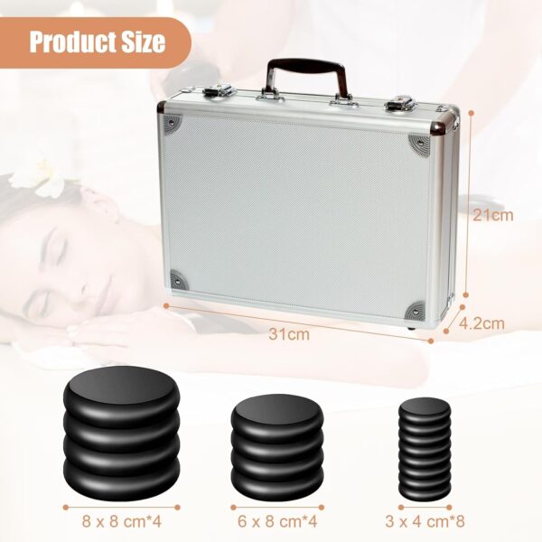 Hot Stone Massage Set, Kit de masaje con piedras calientes, dispositivo de calor con piedras calientes, piedras de masaje calientes hechas de basalto, para masajes, relajación, SPA(16 Stones) - Image 6
