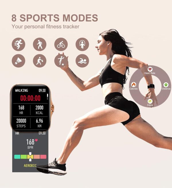 Iaret Reloj Inteligente Mujer con Llamadas,1,69" Smartwatch Mujer para Android iPhone 3 Correas, Pulsera Actividad Presión Arterial Ritmo Cardíaco Oxígeno Sanguíneo Seguimiento Menstrual Monitor Sueño - Image 4