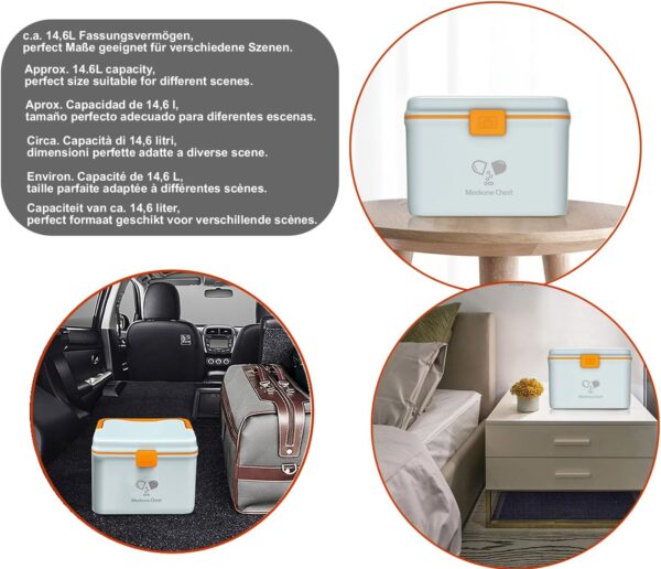 TUKA-i-AKUT 14,6L Caja de Medicamentos 2 Capas, Portátil Botiquín Medicinal con Asa de Transporte, Organizador de Primeros Auxilios, Caja de Botiquines Caseros, Hogar al Aire Libre, TKD6402-XL Rosa - Image 9