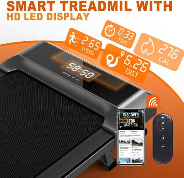 MettleMatic Cinta de Correr Plegable - Inclinación del 6.5%,Walking Pad con Motor de 2,25 CV, Control Remoto,Compatible con la aplicación,100% Premontado,Garantía de 2 Años - Image 6