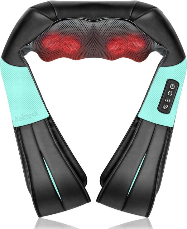 Nekteck 3D masajeador cervical y espalda con calor relajante, shiatsu de tejido profundo masajeador cervical, hombro, espalda y masajeador de cuello Para uso en el hogar, oficinas y automóviles