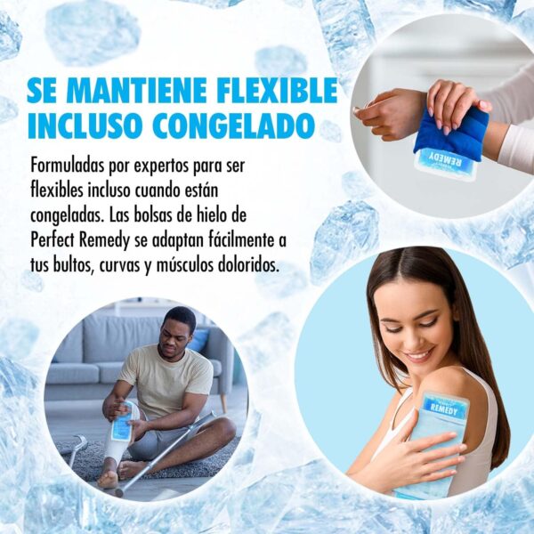 Bolsa Gel Frío para Lesiones Reutilizable (27 cm x 13 cm) - Bolsa Gel Frío y Calor Flexible y Suave para Alivio del Dolor de Rodilla, Espalda, Cuello,Tobillo y Rehabilitación [1 Pack, Azul] - Image 4