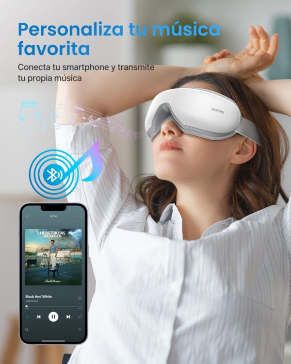 RENPHO Eyeris 1- Masajeador de ojos con calor, Música Bluetooth, Masaje vibratorio,Plegable masajeador ocular para aliviar la tensión ocular Ojos secos Mejorar el sueño regalo dia de la madre - Image 2
