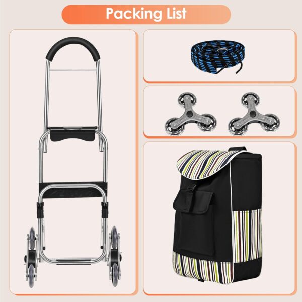 Taphnw Carro de la Compra con 6 Ruedas, Carrito Compra Plegable, Capacidad 32L, Carga Máxima de 30kg, Bolsa Impermeable Desmontable Ruedas de Acero Inoxidable, para Subir Escaleras - Image 8