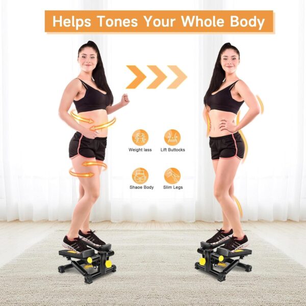 Mini stepper 2 en 1 para casa con Power Ropes, Swing Up Down Stepper con pantalla LCD, entrenador de pierna/brazos, entrenamiento en casa para ejercicios - Image 6