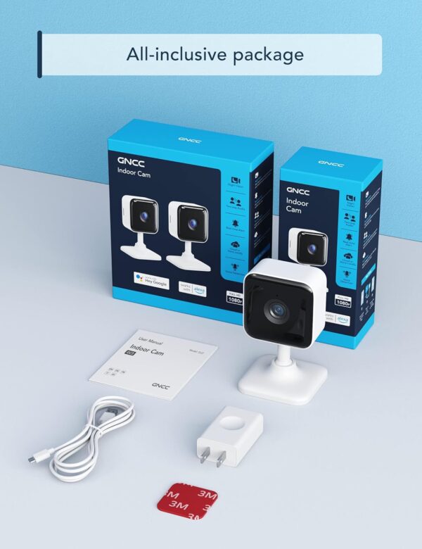 GNCC Cámara Vigilancia WiFi Interior, 1080P Vigilabebes con Camara Domicilio WiFi Detección de Movimiento, Visión Nocturna, Audio de 2 Vias, Óptimo para Ver Bebés y Mascotas, C2 - Image 7