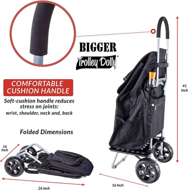 dbest products Bigger Carrito Dolly, Negro de Compras Plegable Carro de comestibles - Image 4