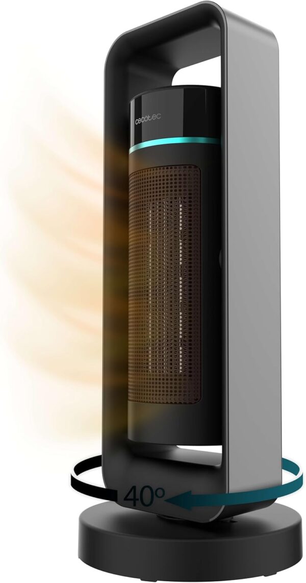 Cecotec Calefactor Cerámico de Pie ReadyWarm 2000 Max Ceramic Rotate Design, 2000 W, Ceramic Technology, Oscilación 40º, 3 Modos de Funcionamiento, Termostato Regulable, Sistema de Seguridad