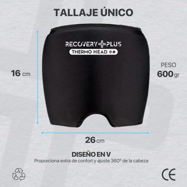 RECOVERY PLUS - Gorro Migraña con Gel Frío y Calor 360° para Alivio de Dolor de Cabeza, Sinusitis, Jaqueca, Bolsas y Ojeras | Antifaz Térmico Ajustable | Incluye Bolsa de Almacenamiento. - Image 3