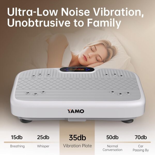 YAMO Plataforma Vibratoria | 5 Programas + 99 Niveles de Vibración | Plataforma Vibración Muscular para Hacer Ejercicio en Casa con Mando a Distancia y Bandas Elásticas - Image 6