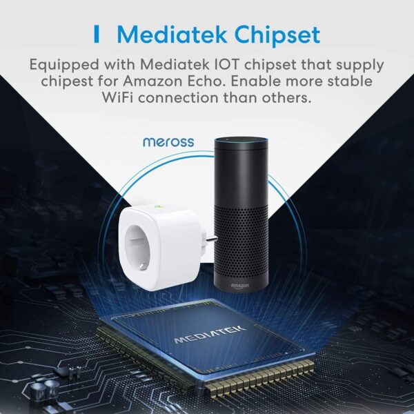 Meross Enchufe Inteligente, Enchufe WiFi 16A con Control por App y de Voz, Temporización, Compatible con Alexa, Google Home y SmartThings, Smart Plug 3840W, 2,4GHz - Image 6