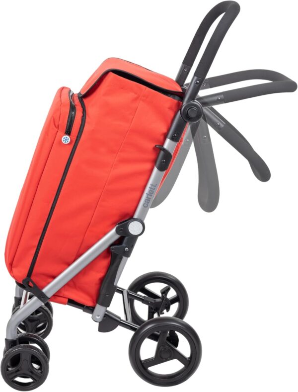 Carlett - Pack Lite Duo|Carro de la Compra + Gancho de Regalo | Carrito Plegable para Supermercado | 4 Ruedas | Manillar Regulable y Freno de Seguridad | Bolsa Extensible 48L | Bolsa Térmica 10L |Rojo - Image 9