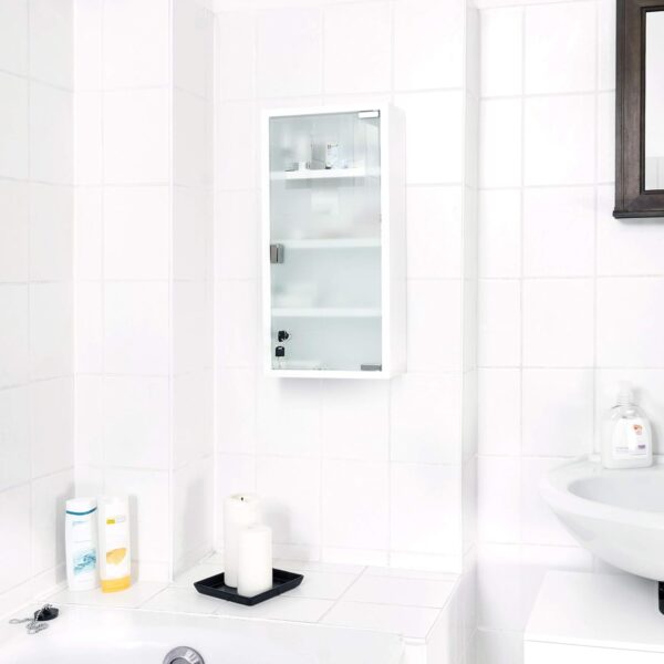 Relaxdays Armario Botiquín XXL, Mueble Primeros Auxilios, 57 x 27 x 12 cm, 4 Baldas, Puerta Magnética con Llave, Blanco - Image 2