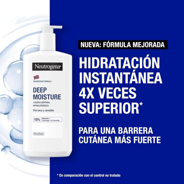 Neutrogena Fórmula Noruega Hidratación Profunda Loción Corporal Hipoalergénica (Pack de 2 X 750 ml), crema hidratante corporal para piel seca y sensible con tecnología Pro Ceramida y Glicerina - Image 2