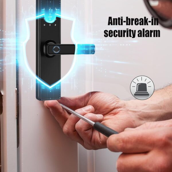 Cerradura inteligente para puerta delantera, cerradura digital electrónica con teclado, control de aplicación, WiFi y Bluetooth, cerradura inteligente con asa para dormitorio, hogar, hotel - Image 7