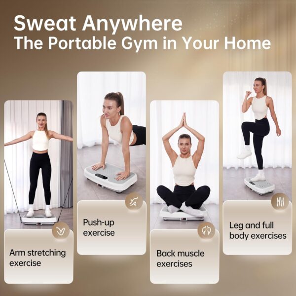 YAMO Plataforma Vibratoria | 5 Programas + 99 Niveles de Vibración | Plataforma Vibración Muscular para Hacer Ejercicio en Casa con Mando a Distancia y Bandas Elásticas - Image 7