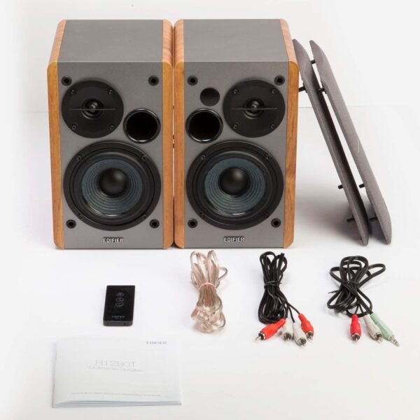 Edifier Par de altavoces R1280T Active Bookshelf, sistema de altavoces activos 2.0 para PC, monitores de estudio, altavoz, 42 vatios RMS, marrón - Image 3