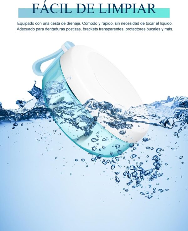 Caja Ferula Dental, Caja Dentadura Postiza, Caja Aparato Dental Portátil a Prueba de Fugas, Kit de Limpieza de Dentaduras Postizas con Cepillo Limpiador, Colador y Espejo - Image 3