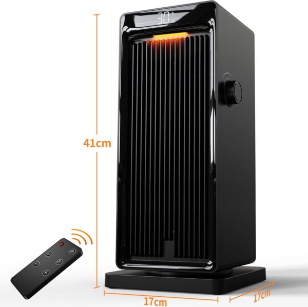 OMISOON Calefactor 2000W, ECO Calefactor bajo Consumo, PTC, 90°Oscilación, Temporizador 24h, Termostato, Rejilla ajustable, Protección contra Sobrecalentamiento y Vuelco, 4 Modo, Calentador, Negro - Image 9