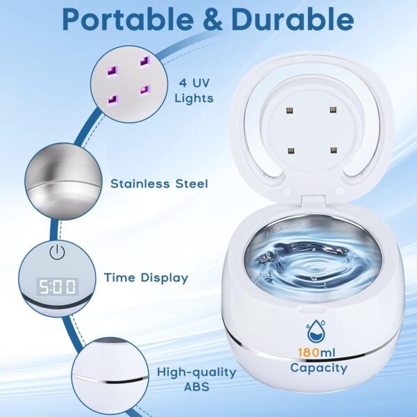 Coikes Limpiador Ultrasonidos Dental Limpieza 42KHz Limpiador Ultrasónico UV para Dentaduras Postizas, Alineador, Retenedor Joyería De La Máquina De Limpieza Para Joyas y Todos los Aparatos Dentales - Image 4