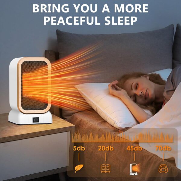 Journeyside Calefactor Electrico, Mini Calefactor Ventilador Portátil,1000W Bajo Consumo Calefactor Electrico de Aire 2 Configuraciones Calor, Ceramico Silencioso Calefactor para Oficina/Dormitorio - Image 6