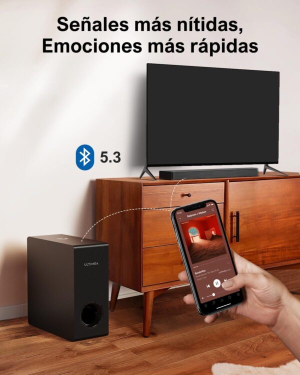 ULTIMEA Dolby Atmos Barra De Sonido para TV, Potencia Máxima 190W, BASSMX, 3D Sonido Envolvente, 2.1 Barra Sonido con Subwoofer, Diseño Compacto Cine En Casa PC Soundbar, 5.3 Bluetooth, Nova S50 - Image 7