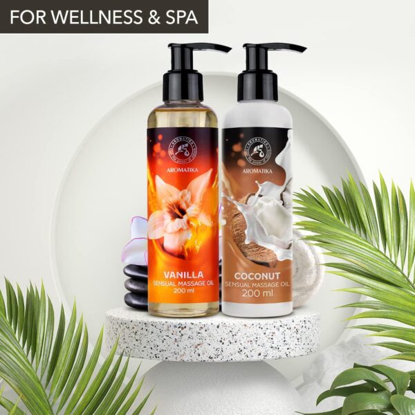 Aceite de Masaje Sensual de Vainilla y Coco 2x200ml - con Aceites de Almendra - Semillas de Uva - Aceite de Coco - Cosméticos Naturales - Aceite de Masaje - Aceite de Masaje y Relajación - Image 6