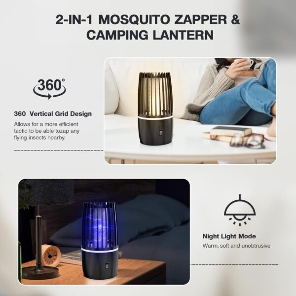 Lámpara Antimosquitos Eléctrico, 4000mAh Recargable Matar Repelente de Insectos Interior Exterior lampara Antimosquitos Anti Mosquitos Control de Plagas para Patio Trasero Camping - Image 2