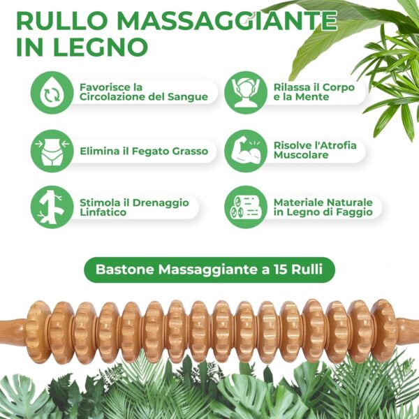 Rodillo Masaje Muscular, Anti Celulitis Masajeador, Masaje Maderoterapia Madera, para Masaje del Cuerpo Alivio Del Dolor Muscular Y Relajación (M) - Image 5