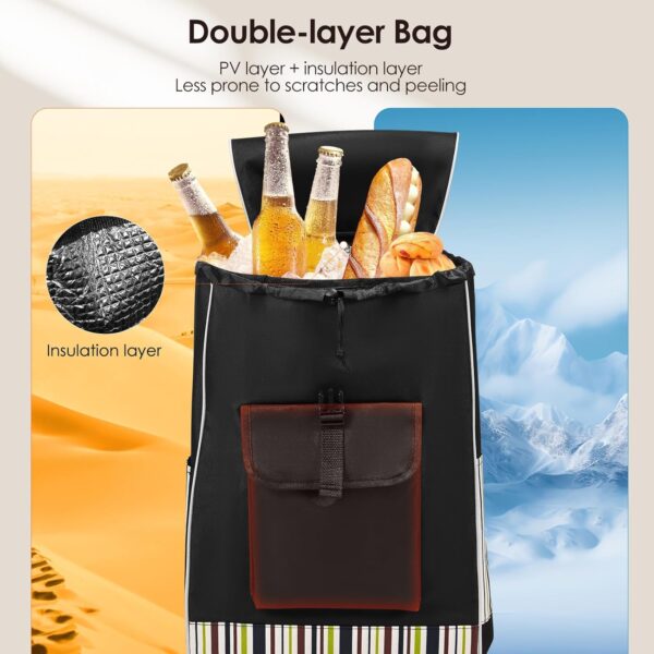 Taphnw Carro de la Compra con 6 Ruedas, Carrito Compra Plegable, Capacidad 32L, Carga Máxima de 30kg, Bolsa Impermeable Desmontable Ruedas de Acero Inoxidable, para Subir Escaleras - Image 3
