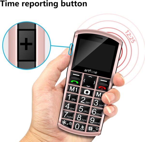 artfone A400 Teléfono Móvil para Personas Mayores con Botón SOS y Base Cargadora, Teclas Grandes Volumen Alto Bateria 1800mAh Pantalla Grande de 2,4 Pulgadas Fácil de Usar Celular para Ancianos - rosa - Image 4