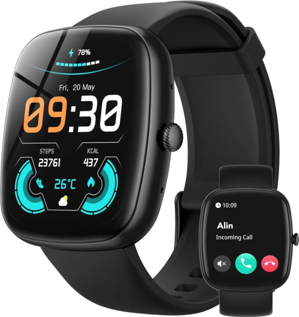 Parsonver Reloj Inteligente Hombre Mujer con Llamadas, 1,83" HD Pantalla Smartwatch Mujer con 100+ Deportes, Índice IMC, Frecuencia Cardíaca, Sueño, Calorías, SpO2, Reloj para Android iPhone, Negro