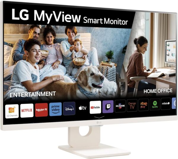 LG 27SR50F-W - Smart monitor, 27", pantalla IPS, Full HD, webOS 23, (1920x1080), 16:9, Sin Cámara, ThinQ App, HDMI 2EA, Blanco