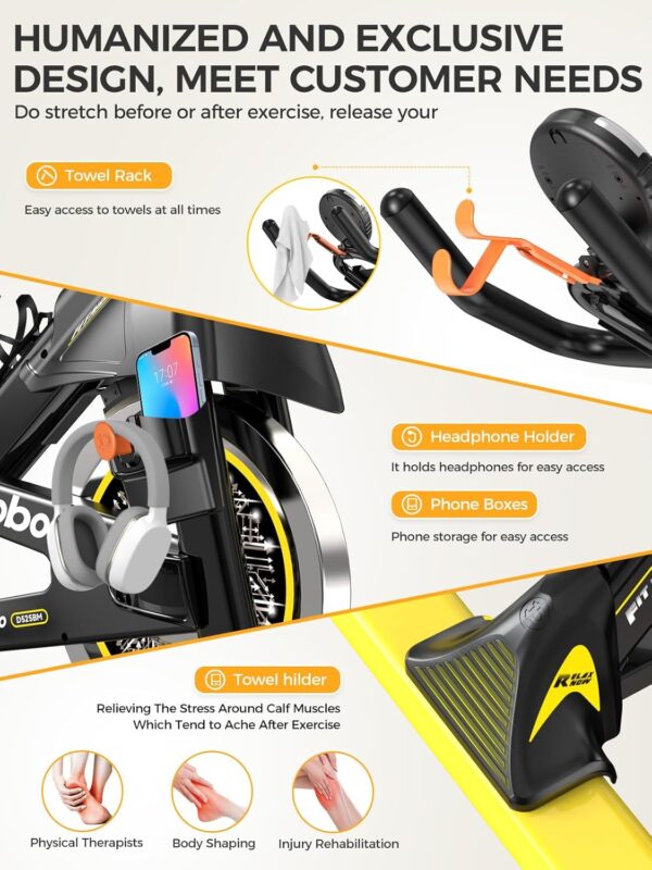 pooboo Bicicleta estática, magnética/almohadilla de freno ajustable, transmisión silenciosa, bicicleta de ciclismo de interior para cardio en casa, bicicleta estacionaria de fitness con capacidad de - Image 2