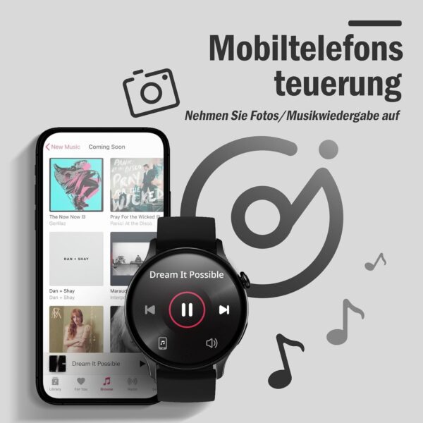 JANOLTY Reloj Inteligente Mujer Hombre con Llamada,1,43 “Pantalla AMOLED, 2 Pulseras de Reloj, Resistente al Agua IP68, Smartwatch Hombre con Presión Arterial, SpO2, Frecuencia Cardíaca,Negro - Image 7