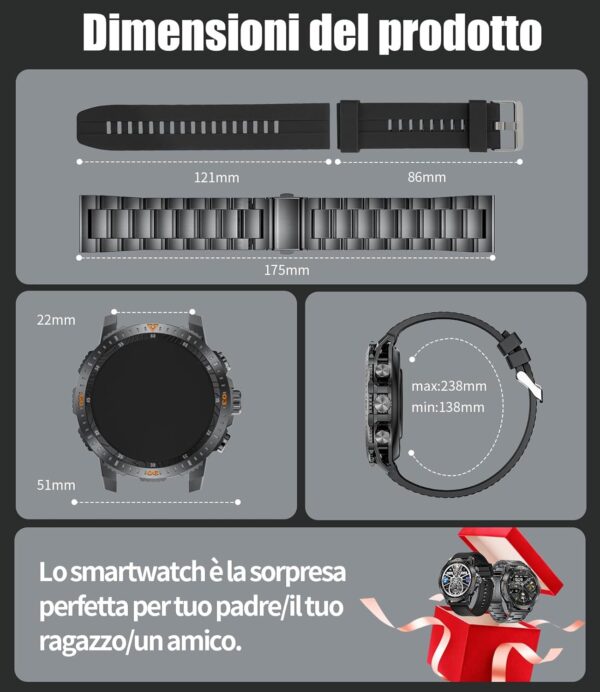 ESFOE Reloj Inteligente Hombre Militar, 1.43” AMOLED Smartwatch Hombre con Llamadas Bluetooth, 500mAH IP68 Impermeable 100+ Modos Deportivos Pulsómetro SpO2 Sueño, Smartwatch para Android iOS - Image 7