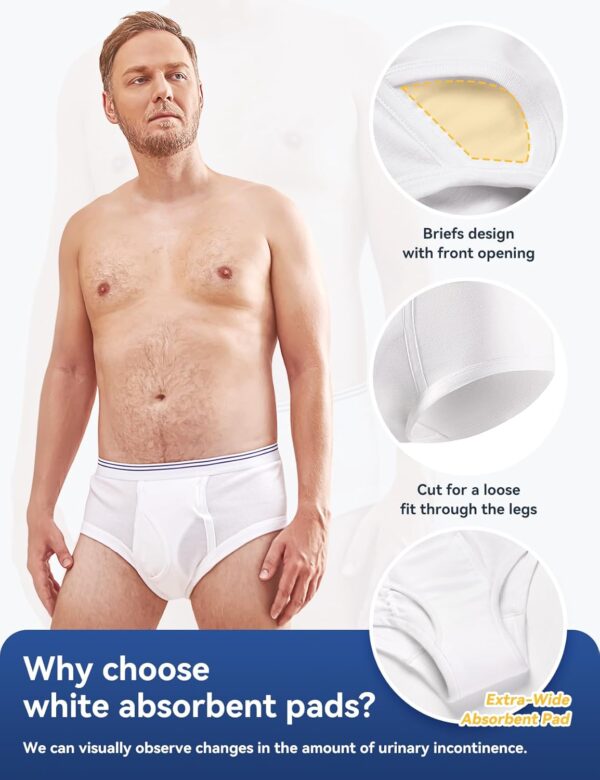 Calzoncillo de incontinencia para adultos Carer, pantalones cortos lavables para adultos, construido en una almohadilla absorbente (3 PCS, Small) - Image 2