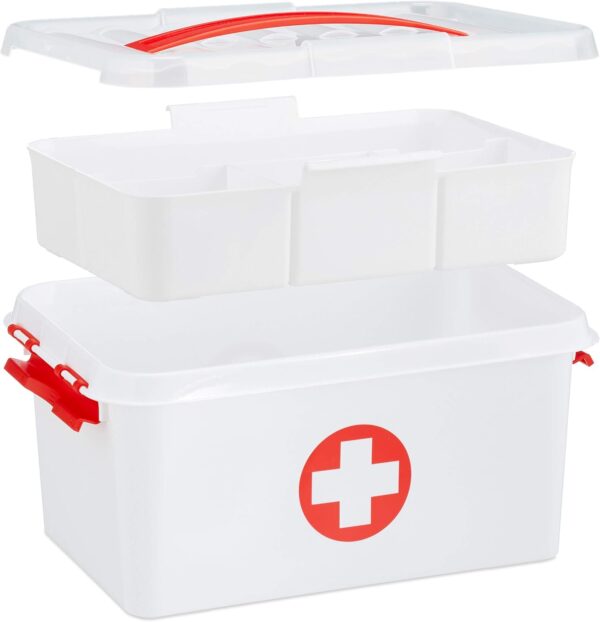 Relaxdays Caja Medicamentos para Botiquín de Primeros Auxilios y Medicinas, Plástico, 14,5 x 30 x 21 cm, Blanco - Image 6