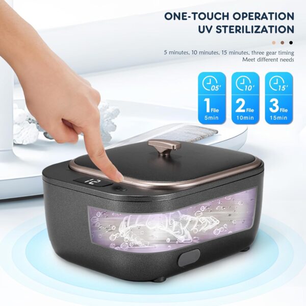 Limpiador ultrasónico de 48 Khz, dispositivo de limpieza dental ultrasónica de 250 ml, dispositivo de limpieza ultrasónica UV para prótesis dentales, alineadores, dispositivos de retención, joyas - Image 6