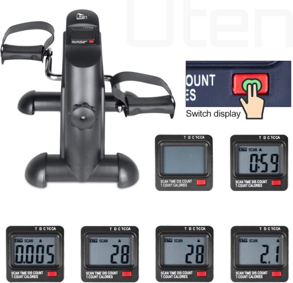Uten Mini Pedal de Ejercicio Estaticos para Bicicleta de Ejercicio para Brazos y Piernas con Pantalla LCD y Resistencia Ajustable Ciclo de Resistencia （Negro） - Image 3