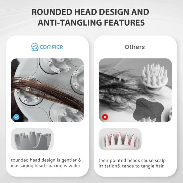 COMFIER Masajeador Inalámbrico para el Cuero Cabelludo:Rascador Eléctrico de Masaje de Cabeza con 84 Nodos de Amasamiento, para Crecimiento del Cabello y Relajación del Estrés (Blanco) - Image 9