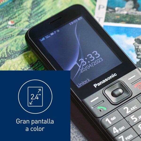 Panasonic KX-TF200 Teléfono Móvil, Doble Banda GSM 900/1800 MHz, LCD TFT en Color de 2,4", Cámara de 0,3 MP, MP3 y Radio FM, Batería Li-Ion de 1000 mAh, Para Audífonos, Tarjeta SIM única, Negro - Image 3