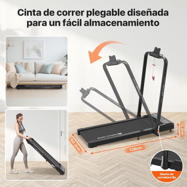 Mobvoi Home Treadmill Plus 3 en 1 Cinta de Correr Plegable para Debajo del Escritorio con Almohadilla para Caminar de 2,5 HP, compacta, para Oficina en casa, Control Remoto, 120 kg, 12 km/h - Image 8