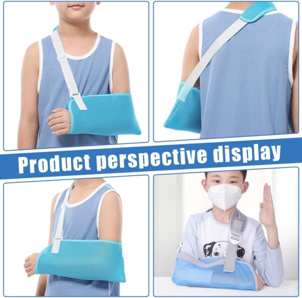 EOYVAIL Cabestrillos y soporte de brazos,Soporte para brazo para niños, soporte para brazo para niños, cabestrillo para muñeca, codo, brazo, dislocación de hombro (azul claro, XL) - Image 6