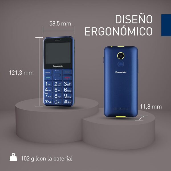 Panasonic KX-TU155EXCN Teléfono Móvil para Personas Mayores (Botón de emergencia SOS, Compatible con audífonos, Función de linterna, Botones grandes fácil uso, Pantalla a color de 2.3 pulgadas), Azul - Image 8