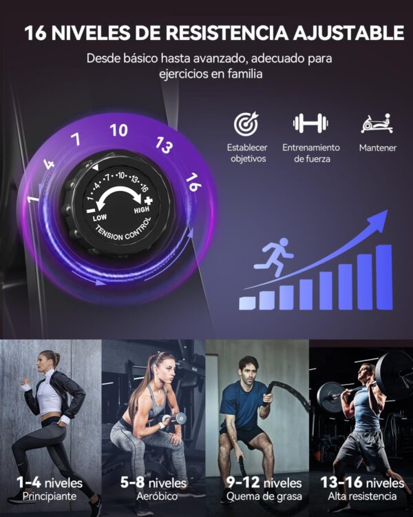 DMASUN Maquina de Remo para casa, 16 Niveles de Resistencia magnética, Soporta hasta 160 kg, Dobles mejorados, Ultra silenciosa y Estable, Conexión a la App, Almacenamiento Vertical para Ahorrar - Image 3